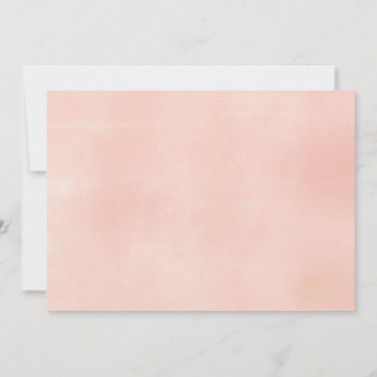 赤面のピンクの珊瑚の金ゴールドの花のキンセアニェラの写真 招待状 (裏面)