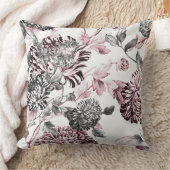 赤面のピンクの白黒植物の花のToile クッション (ブランケット)