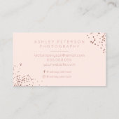 赤面のピンクの紙吹雪の写真の写真撮影のタイポグラフィ 名刺 (裏面)