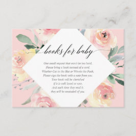 赤面のピンクの花の女の子のベビーシャワーはベビーのために予約します エンクロージャーカード