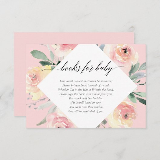 赤面のピンクの花の女の子のベビーシャワーはベビーのために予約します エンクロージャーカード (正面/裏面)