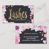 赤面のピンクの花柄および黒い金ゴールドの鞭 名刺 (正面/裏面)