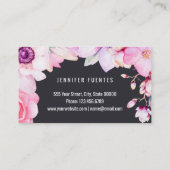 赤面のピンクの花柄および黒い金ゴールドの鞭 名刺 (裏面)