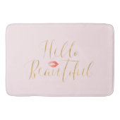 赤面のピンクの金ゴールドのこんにちは美しい唇 バスマット (正面)