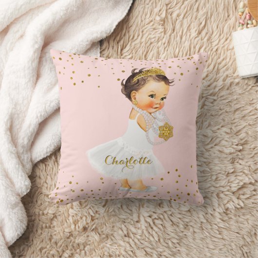 赤面のピンクの金ゴールドのプリンセスの子供部屋|の女の赤ちゃんの名前 クッション (ブランケット)