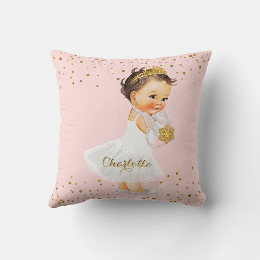 赤面のピンクの金ゴールドのプリンセスの子供部屋|の女の赤ちゃんの名前 クッション (裏面)