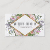 赤面のピンクの金ゴールドのモダンで幾何学的な花の花 名刺 (正面)