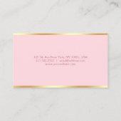 赤面のピンクの金ゴールドのモダンなテンプレートの手書きの原稿 名刺 (裏面)