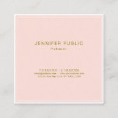 赤面のピンクの金ゴールドの創造的なデザインの粋で豪華な平野 スクエア名刺 (正面)