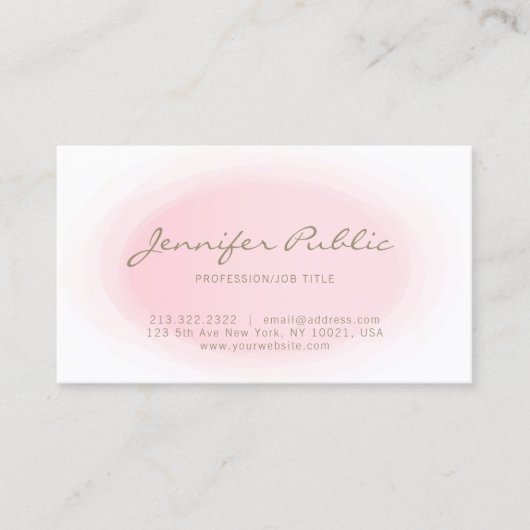 赤面のピンクの金ゴールドの最小主義のエレガントなデザインのトレンディー 名刺 (正面)