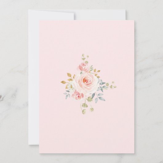 赤面のピンクの金ゴールドの花の熱気の気球の誕生日 サンキューカード (裏面)