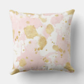 赤面のピンクの金ゴールドの（ばちゃばちゃ）跳ねるの抽象芸術 クッション (裏面)