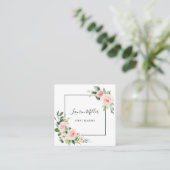 赤面のピンクの開花の水彩画の花柄 スクエア名刺 (スタンド正面)