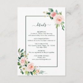 赤面のピンクの開花の結婚式の詳細 エンクロージャーカード