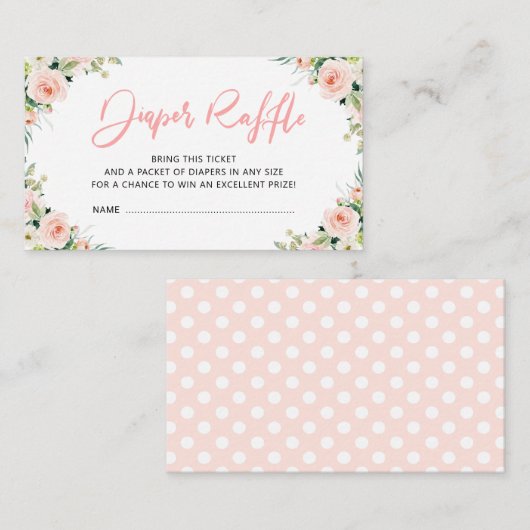 赤面のピンクの開花の花のおむつのラッフルカード エンクロージャーカード (正面/裏面)