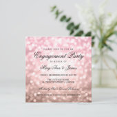 赤面のピンクの《写真》ぼけ味ライト婚約パーティは上がりました 招待状 (スタンド正面)