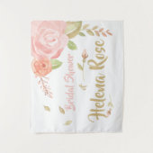 赤面のピンク及びモモのバラの花嫁の結婚式の背景幕 タペストリー (正面)