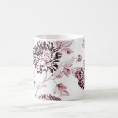 赤面のピンク及び白いヴィンテージ花のToile No.2 コーヒーマグカップ (中央)