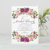 赤面のピンク及びMarsalaの花のブライダルシャワーのブランチ 招待状 (スタンド正面)