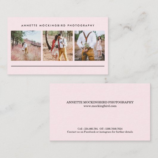 赤面のピンク3の写真|の最小主義の写真撮影 名刺 (正面/裏面)