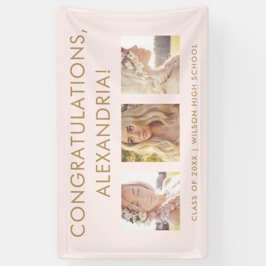 赤面のピンク|のお祝いの大学院の写真 横断幕 (縦)