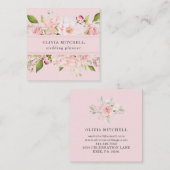 赤面のピンク|の花柄のかわいらしいピンクのバラ スクエア名刺 (正面/裏面)