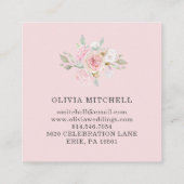 赤面のピンク|の花柄のかわいらしいピンクのバラ スクエア名刺 (裏面)