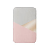 赤面のピンク、灰色及びばら色の金ゴールドの幾何学的な三角形 バスマット (正面縦)