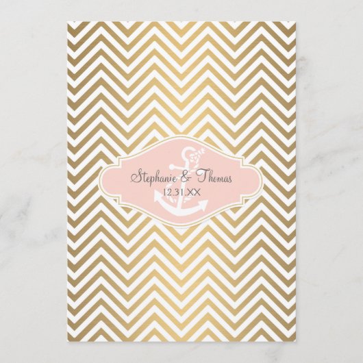 赤面のプレッピーなシェブロンのストライプでモダンで航海のないかり メニュー (正面)