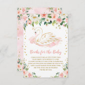 赤面のベビーのためのピンクの花の白鳥のプリンセスの本 エンクロージャーカード (正面/裏面)