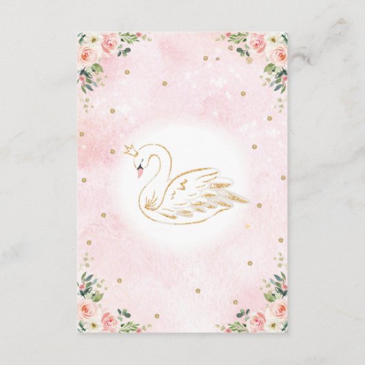 赤面のベビーのためのピンクの花の白鳥のプリンセスの本 エンクロージャーカード (裏面)