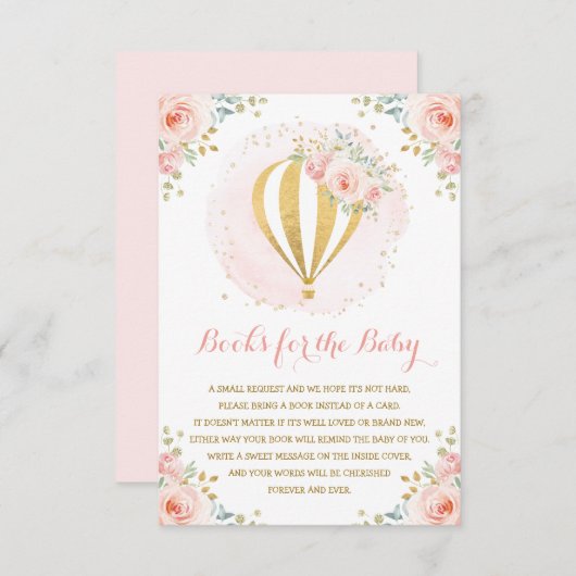 赤面のベビーのための花の熱気の気球の本 エンクロージャーカード (正面/裏面)