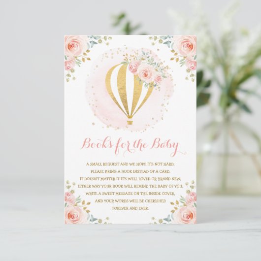 赤面のベビーのための花の熱気の気球の本 エンクロージャーカード (スタンド正面)