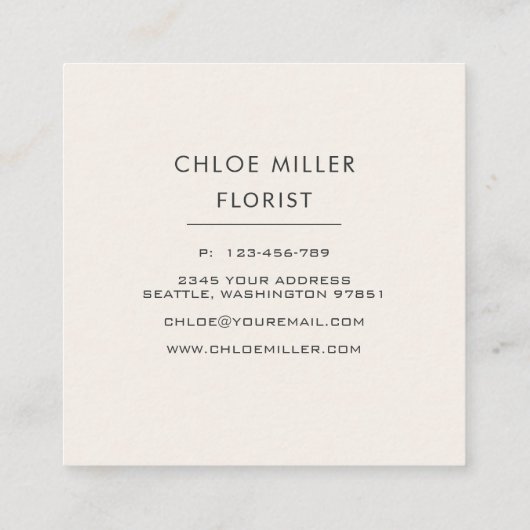 赤面のベージュヴィンテージの花の正方形の名刺 スクエア名刺 (裏面)