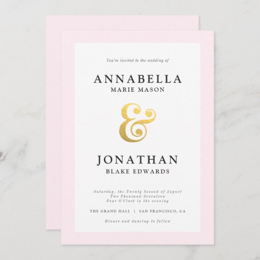 赤面のモダンの結婚式招待状 招待状 (正面/裏面)