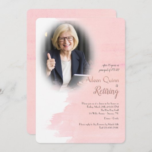 赤面の写真の退職のパーティの招待状 招待状 (正面/裏面)