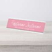 赤面の名伝統的称（ピンクと白） デスクネームプレート (正面)