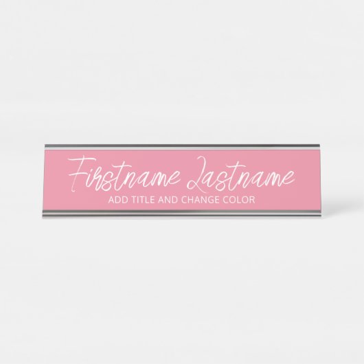 赤面の名伝統的称（ピンクと白） デスクネームプレート (正面)