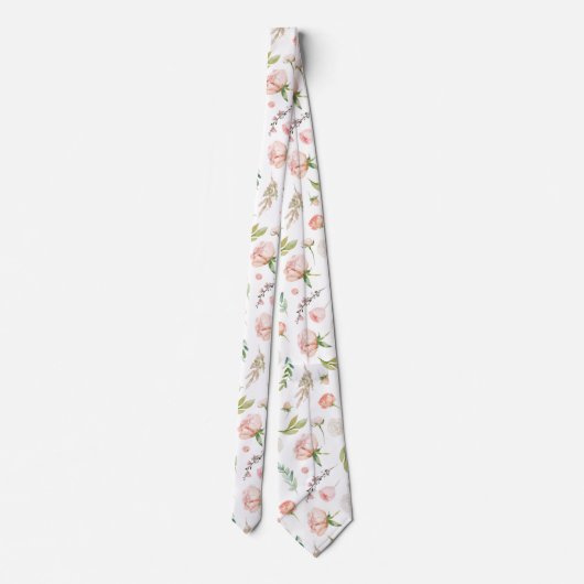 赤面の夏の花の水彩画によっては首のタイが開花します ネクタイ (裏面)