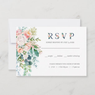 赤面の夏花の結婚RSVP w/Meal 出欠カード