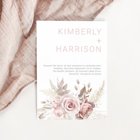 赤面の夢モダン：ボホ赤面バラ結婚ズ 招待状