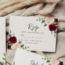 赤面の完成：ブルゴーニュ赤面フローラ水彩 出欠カード