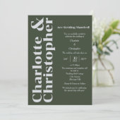 赤面の愛 – ダークグリーン&グレーモダン 招待状 (スタンド正面)