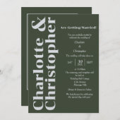 赤面の愛 – ダークグリーン&グレーモダン 招待状 (正面/裏面)