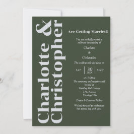 赤面の愛 – ダークグリーン&グレーモダン 招待状