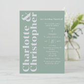 赤面の愛 – 緑と灰色モダン 招待状 (スタンド正面)