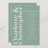赤面の愛 – 緑と灰色モダン 招待状 (正面/裏面)