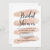 赤面の抽象芸術は|の水彩画のブライダルシャワーを縞で飾ります 招待状 (正面/裏面)
