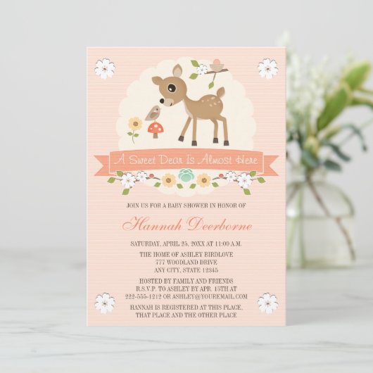 赤面の森林シカのベビーシャワー招待状 招待状 (スタンド正面)