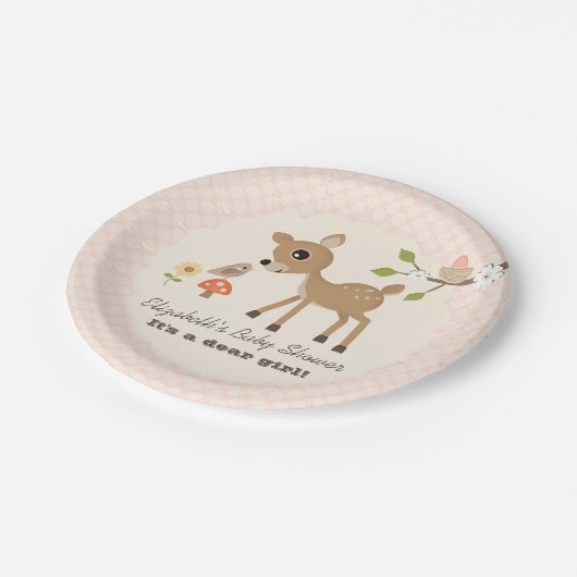 赤面の森林シカの女の赤ちゃんのシャワー ペーパープレート (アングル)